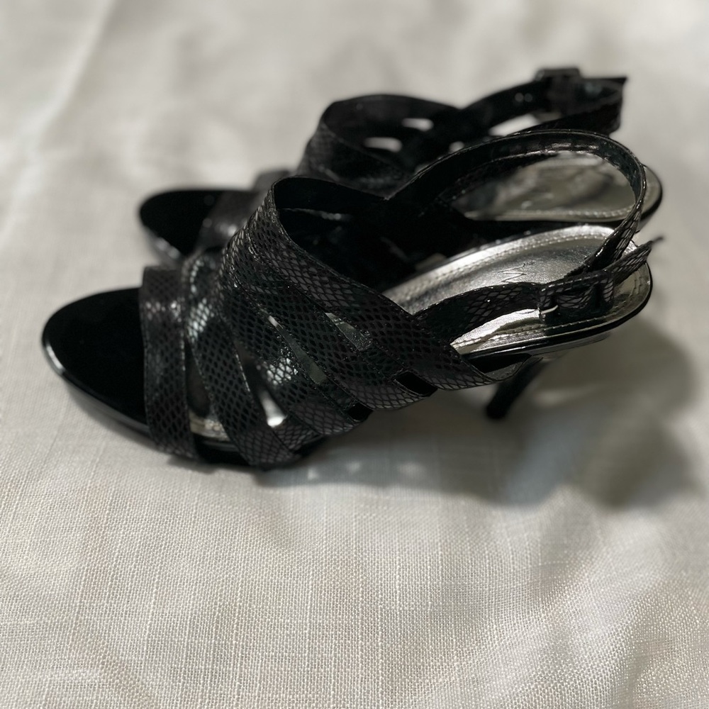 Impo Stiletto Strapped Heels Shoes Size 9 Black/open toe